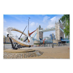 Tower Bridge and Sun Dial, London UK Print