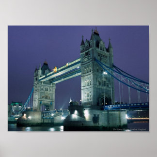 Tower Bridge at night, London, England Poster