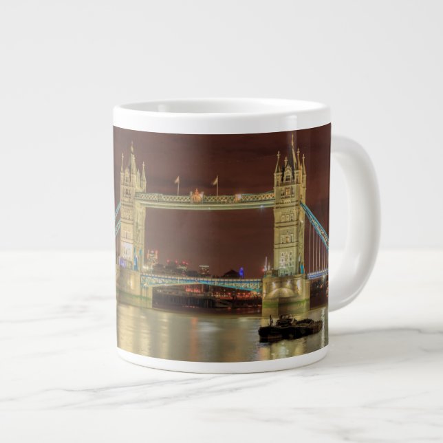 Tower Bridge at night, London Large Coffee Mug (Front Right)