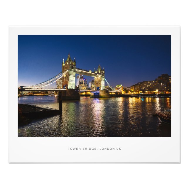 Tower Bridge at night, London UK Poster (Front)