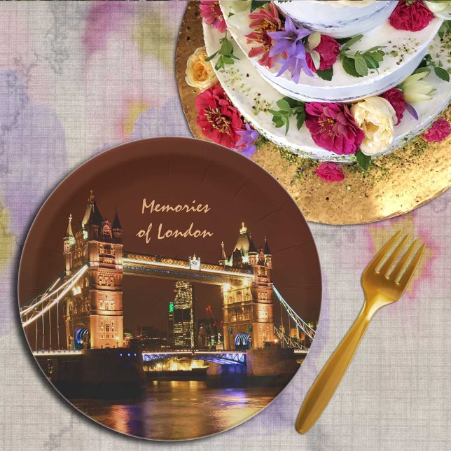 Tower Bridge & London at Night, England /party UK  Paper Plate (Creator Uploaded)