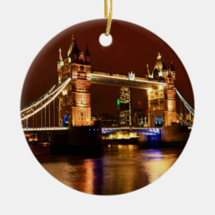 Tower Bridge, London at Night, England (UK) Ceramic Ornament