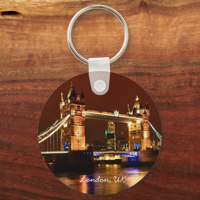 Tower Bridge, London at Night, England (UK) Key Ring (Front)