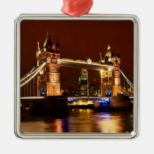 Tower Bridge, London at Night, England (UK) Metal Ornament