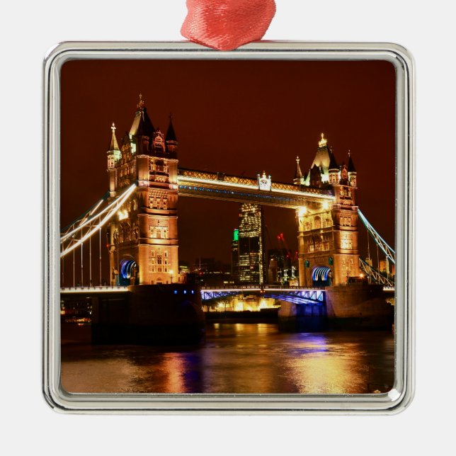 Tower Bridge, London at Night, England (UK) Metal Ornament (Front)