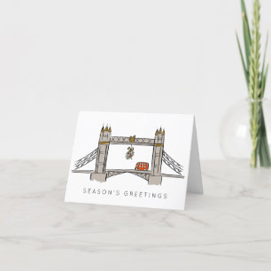 Tower Bridge London Double Decker Christmas Holiday Card