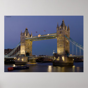 Tower Bridge London England at Dusk Poster