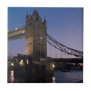 Tower Bridge London England Water Night City Tile
