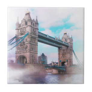 Tower Bridge London Great Britain UK Sketch Ceramic Tile