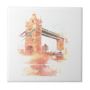 Tower Bridge London Great Britain UK Sketch Ceramic Tile