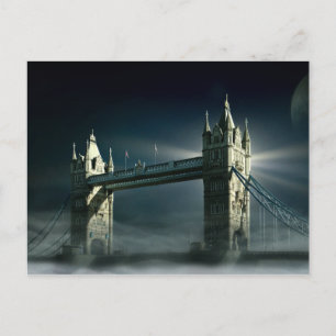 Tower Bridge London in Night Fog Postcard