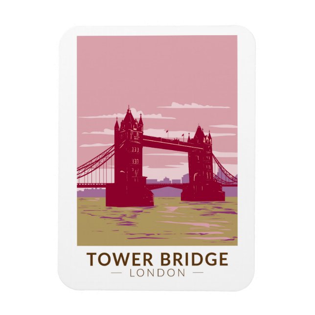 Tower Bridge London Travel Art Vintage Magnet (Vertical)