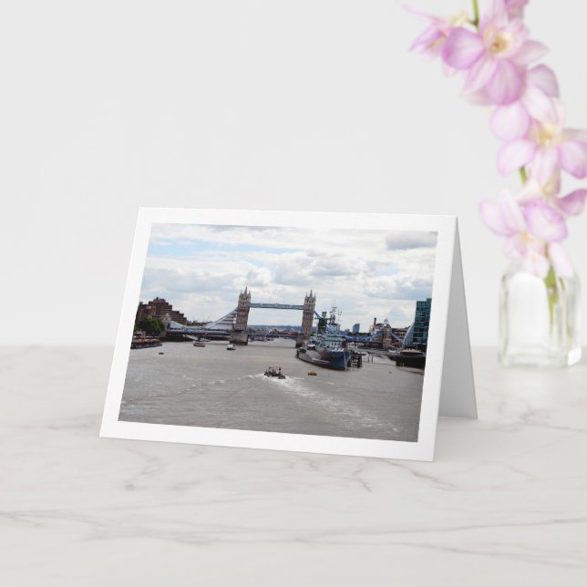 Tower Bridge Portrait, London, England Card (Orchid)