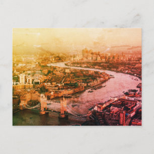 TOWER BRIDGE & RIVER THAMES AERIAL VIEW - LONDON POSTCARD