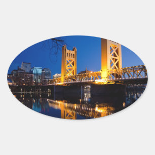 Tower Bridge - Sacramento, CA Oval Sticker
