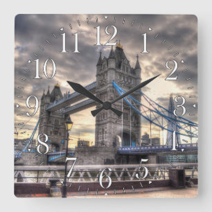 Tower Bridge & The Shard, London, England Square Wall Clock