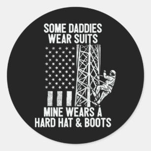 Tower Climber Daughter Son American Flag Fathers D Classic Round Sticker