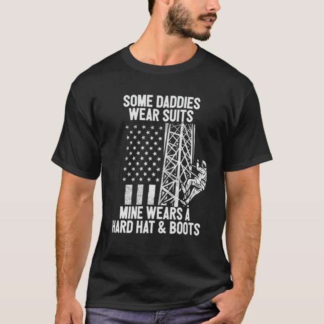 Tower Climber Daughter Son American Flag Fathers D T-Shirt (Front)