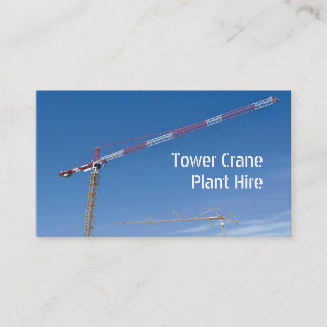 Tower crane and yellow excavator business card (Front)