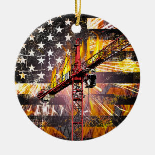 Tower Crane Operator Flag Ceramic Ornament