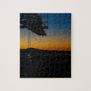 Tower crane puzzle, sunrise looking over downtown jigsaw puzzle