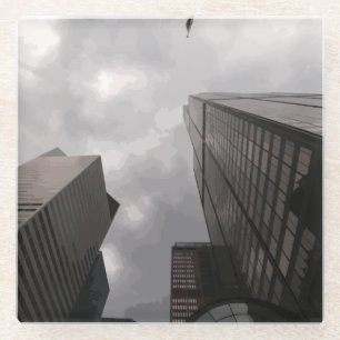Tower in the city. glass coaster