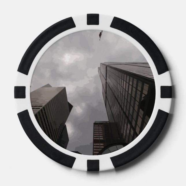 Tower in the city. poker chips (Front)