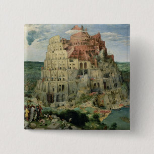 Tower of Babel, 1563 (oil on panel) 15 Cm Square Badge
