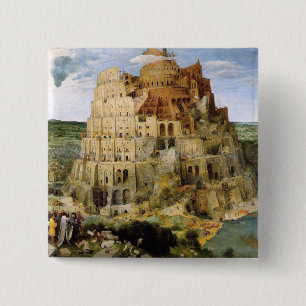 Tower of Babel - Peter Bruegel 15 Cm Square Badge