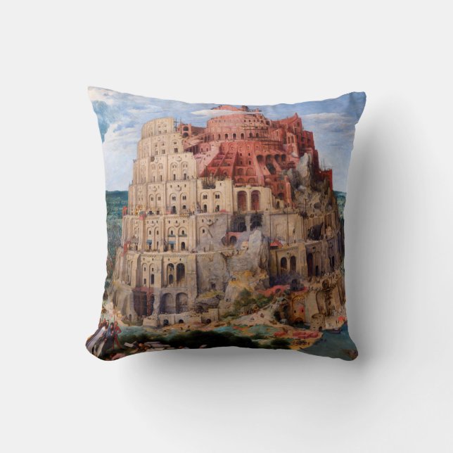 Tower of Babel, Pieter Bruegel the Elder, 1563 Cushion (Front)