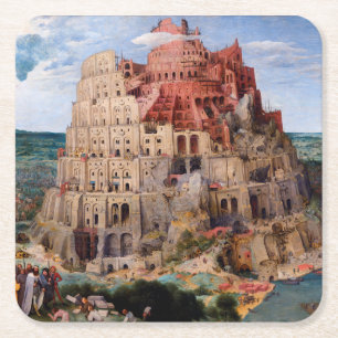 Tower of Babel, Pieter Bruegel the Elder, 1563 Square Paper Coaster