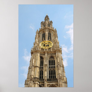 tower of Cathedral Of Our Lady in Antwerp, Belgium Poster