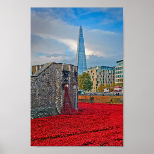Tower of London Red Poppies England UK Poster