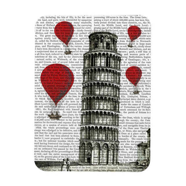 Tower of Pisa and Red Hot Air Balloons Magnet (Vertical)