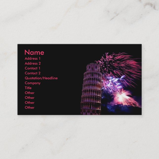 Tower of Pisa Fireworks Profile Card (Front)