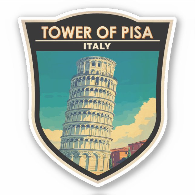 Tower of Pisa Italy Travel Art Vintage (Front)