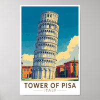 Tower of Pisa Italy Travel Art Vintage