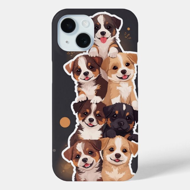 Tower of Puppies – Cute & Wholesome Pet Art Case-Mate iPhone Case (Back)