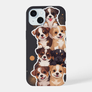 Tower of Puppies – Cute & Wholesome Pet Art iPhone 15 Case