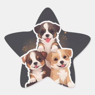 Tower of Puppies – Cute & Wholesome Pet Art Star Sticker