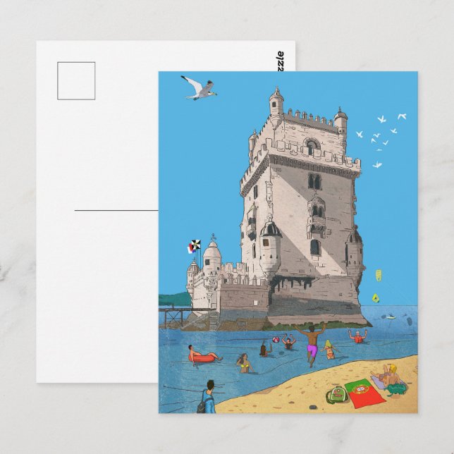 Tower of St. Vincent Lisbon Portugal Illustration Postcard (Front/Back)