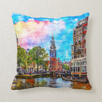Tower on Amstel river. Amsterdam. Netherlands.