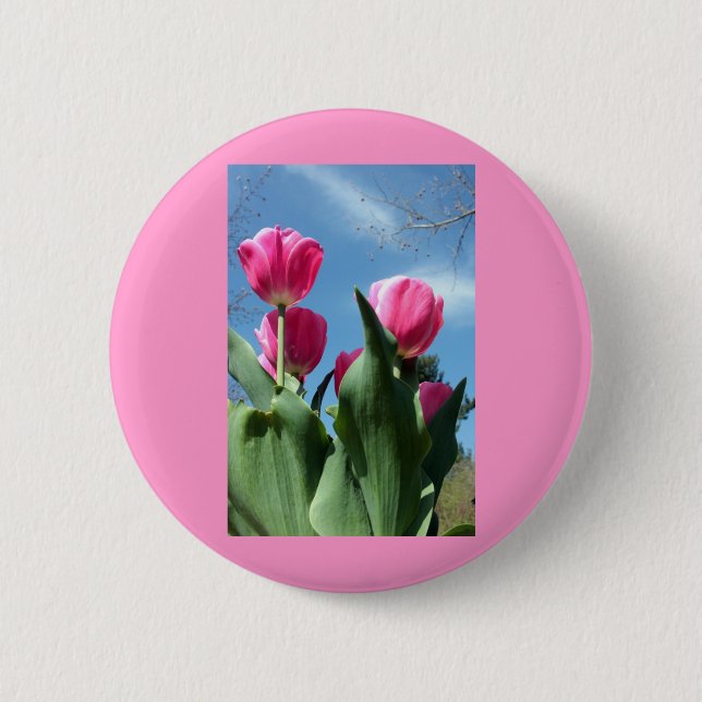 Towering Tulips 6 Cm Round Badge (Front)