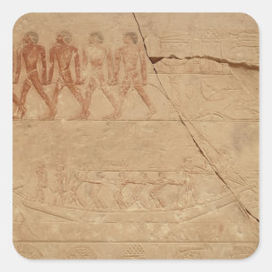 Towing a boat, from the Mastaba of Mereruka Square Sticker