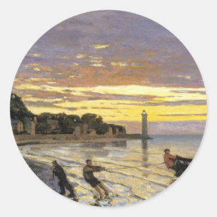 Towing a Boat, Honfleur Classic Round Sticker