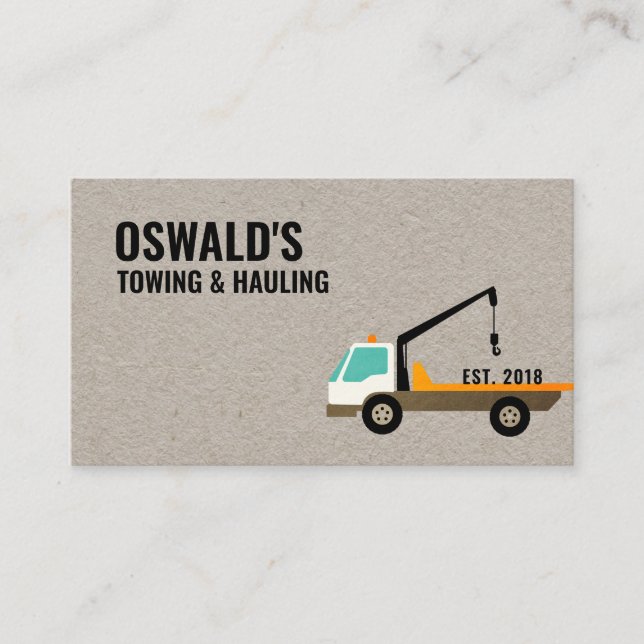 Towing and Hauling Service Business Card (Front)