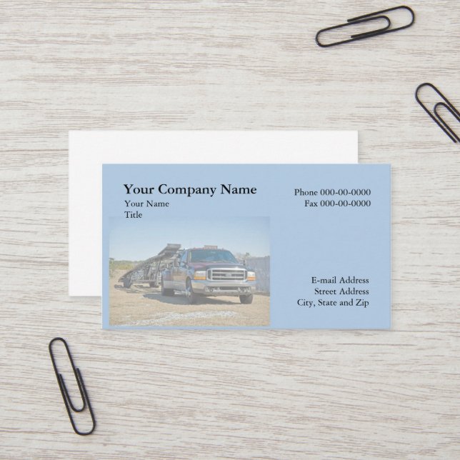 Towing Business Card (Front/Back In Situ)
