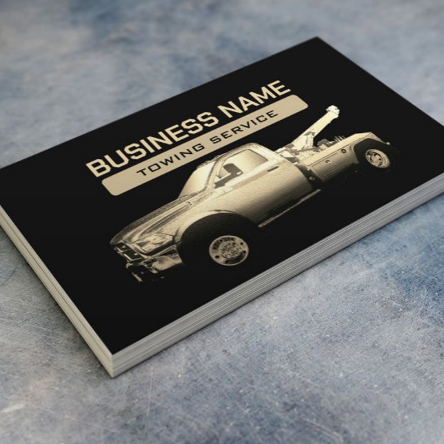 Towing Company Gold Tow Truck Professional Business Card (Creator Uploaded)