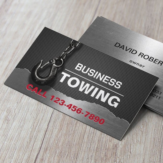 Towing Company Metal Professional Tow Hook  Business Card (Creator Uploaded)