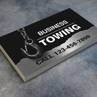 Towing Company Professional Black Metal Tow Hook Business Card